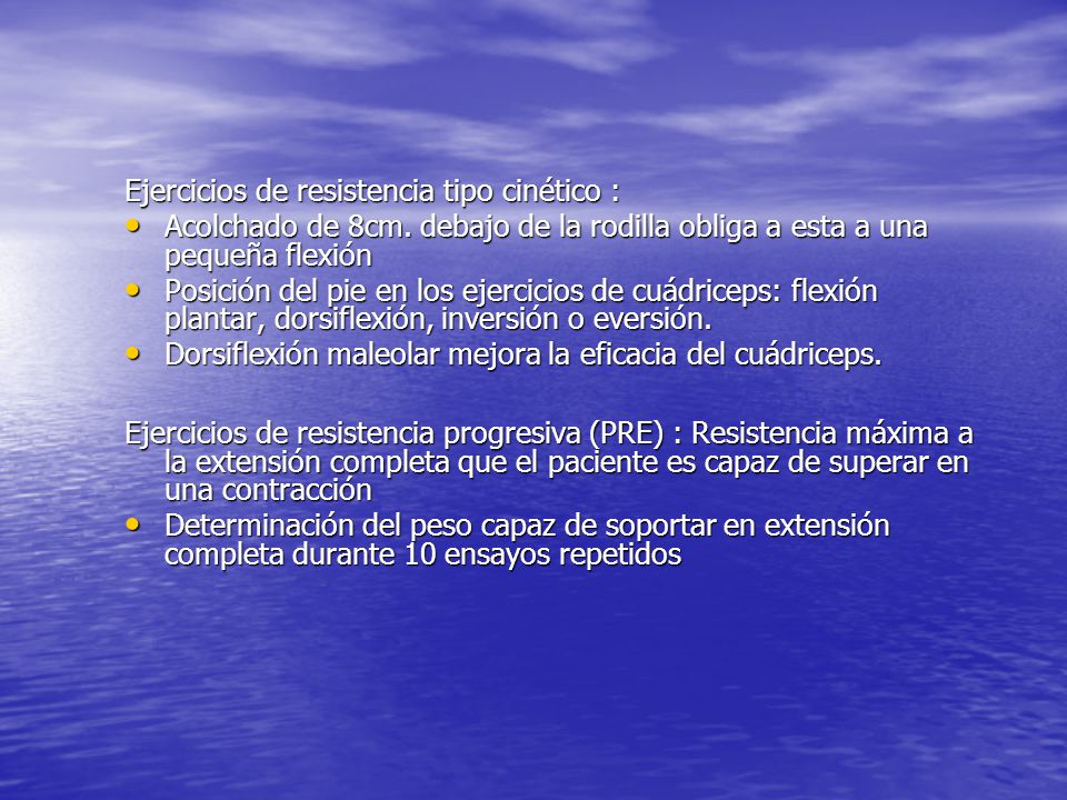 Ejercicios de resistencia tipo cinético :