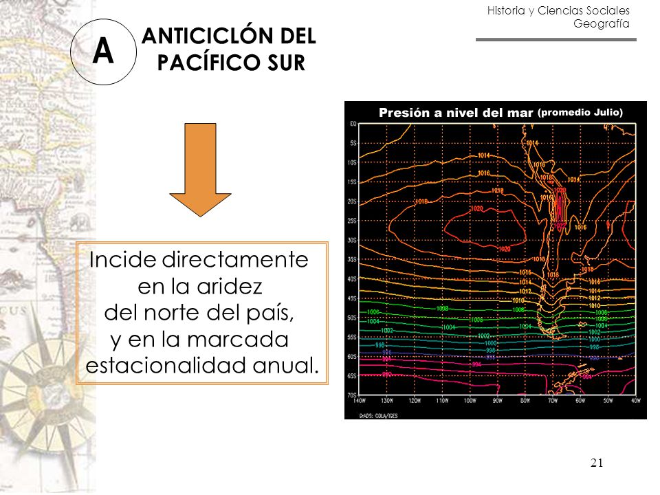 A ANTICICLÓN DEL PACÍFICO SUR Incide directamente en la aridez