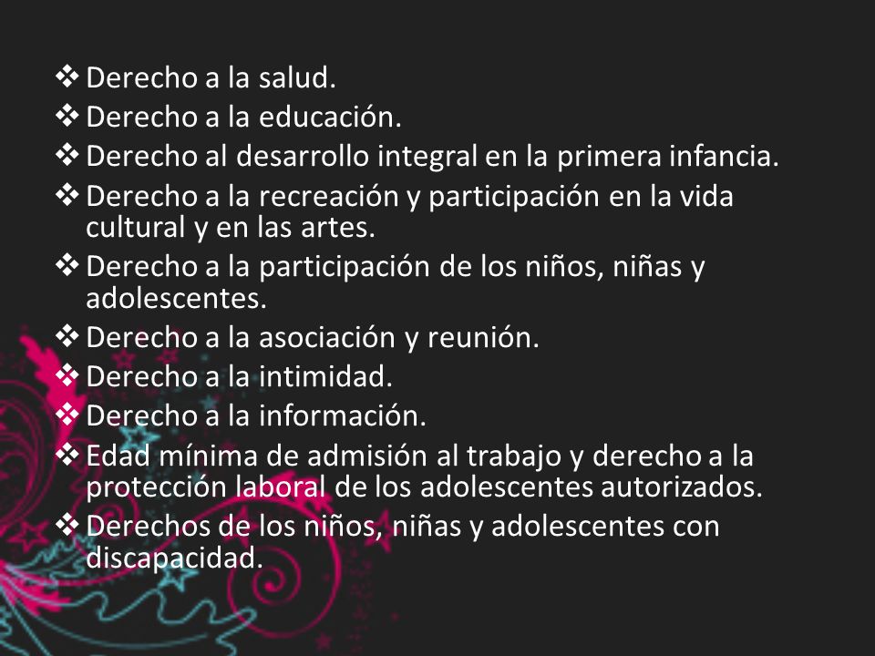 Derecho a la salud. Derecho a la educación. Derecho al desarrollo integral en la primera infancia.