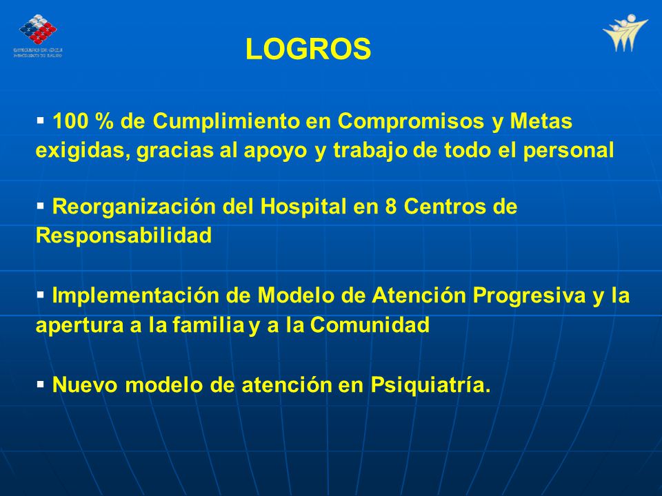 LOGROS 100 % de Cumplimiento en Compromisos y Metas exigidas, gracias al apoyo y trabajo de todo el personal.