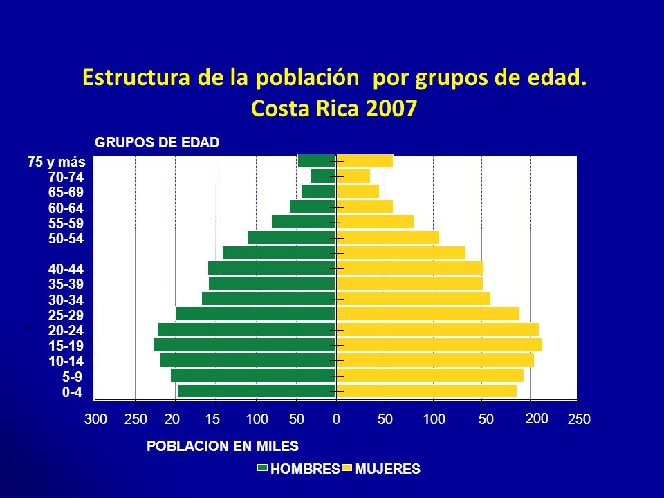 Estructura de la población por grupos de edad. Costa Rica 2007