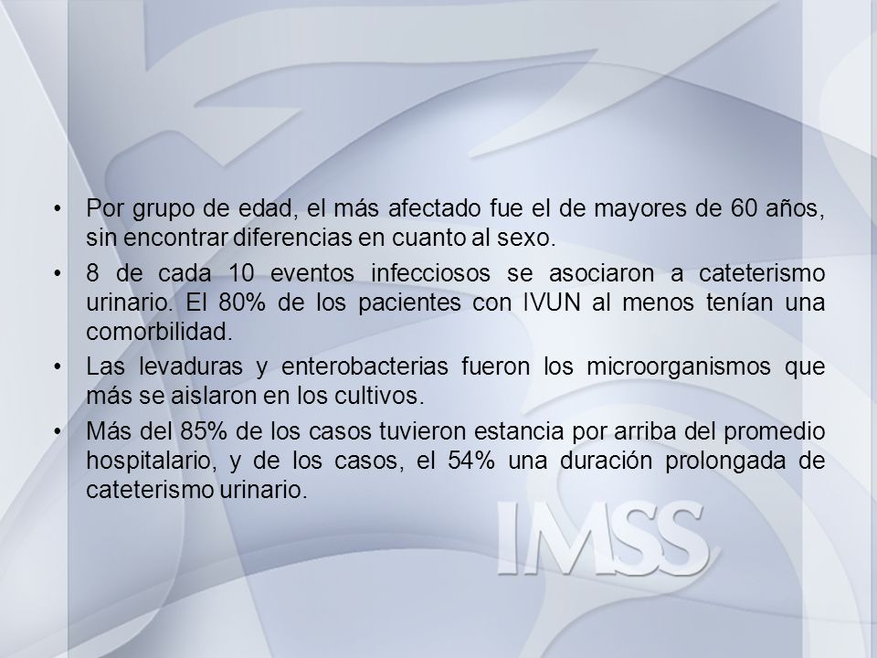 Por grupo de edad, el más afectado fue el de mayores de 60 años, sin encontrar diferencias en cuanto al sexo.