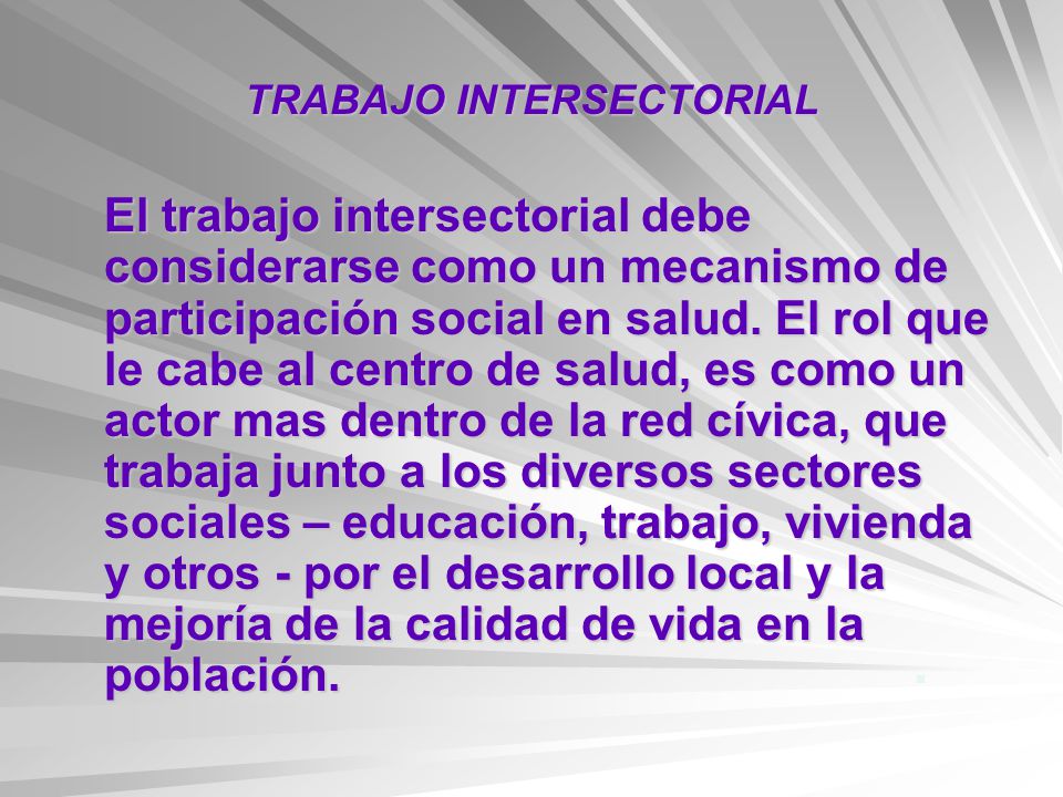 TRABAJO INTERSECTORIAL