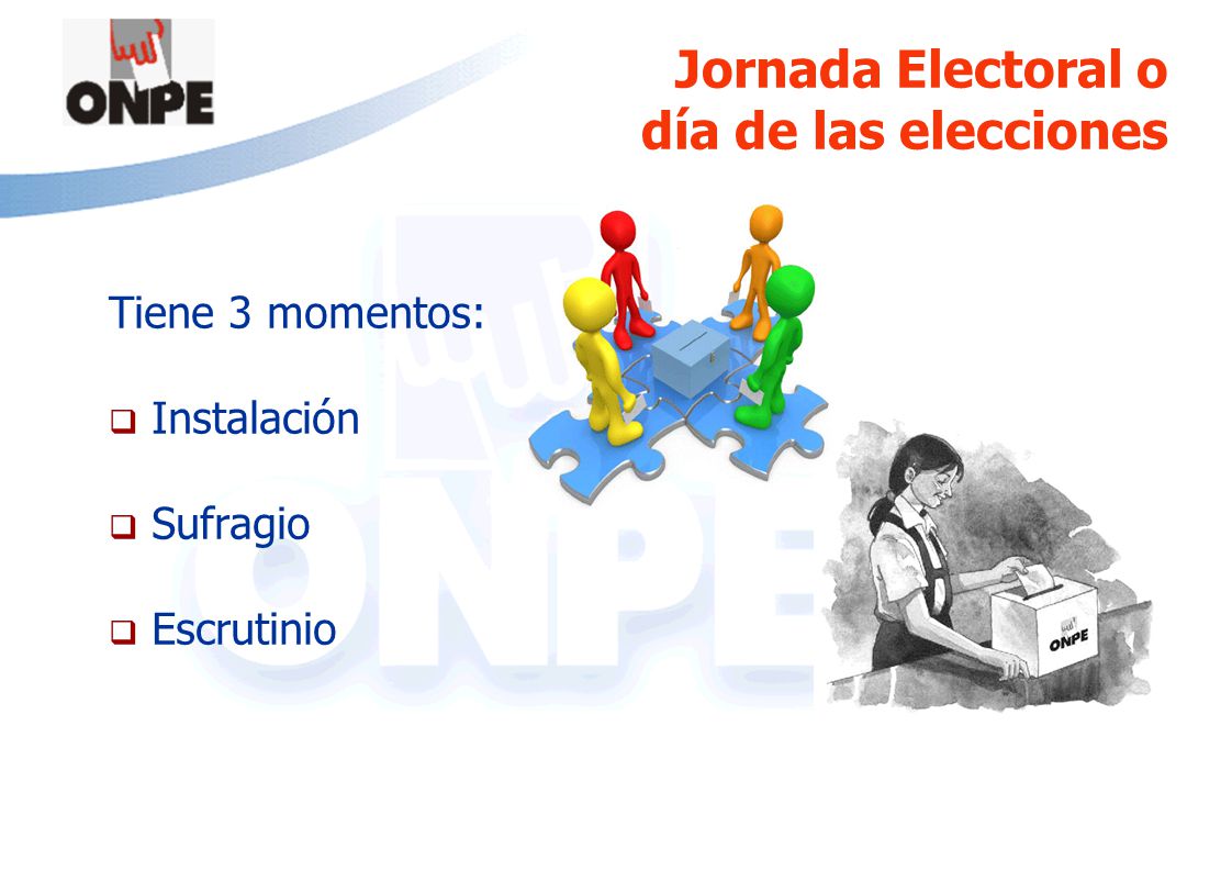 Jornada Electoral o día de las elecciones Tiene 3 momentos: