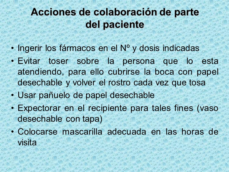 Acciones de colaboración de parte del paciente