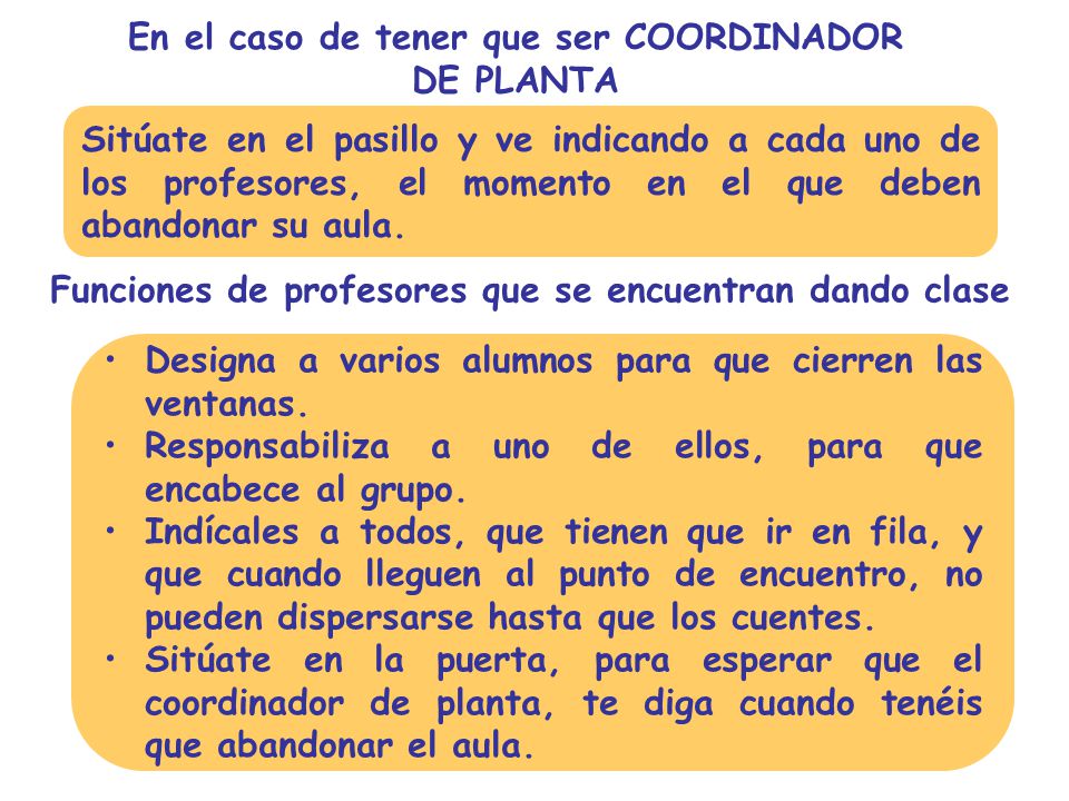 En el caso de tener que ser COORDINADOR DE PLANTA