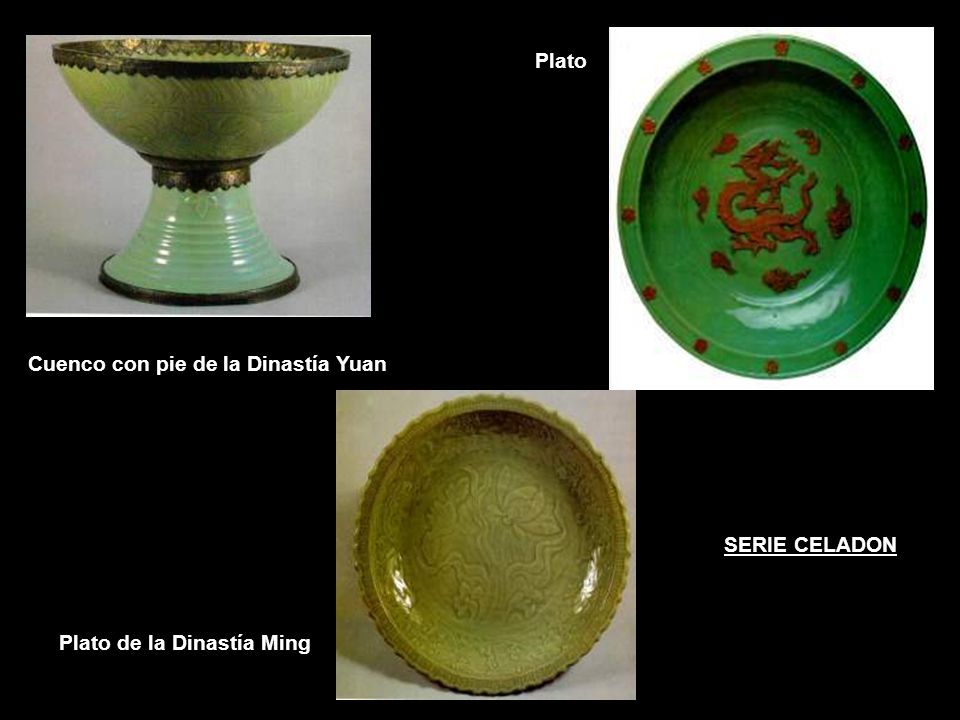 Plato Cuenco con pie de la Dinastía Yuan SERIE CELADON Plato de la Dinastía Ming