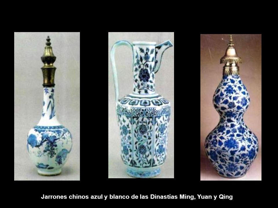 Jarrones chinos azul y blanco de las Dinastías Ming, Yuan y Qing