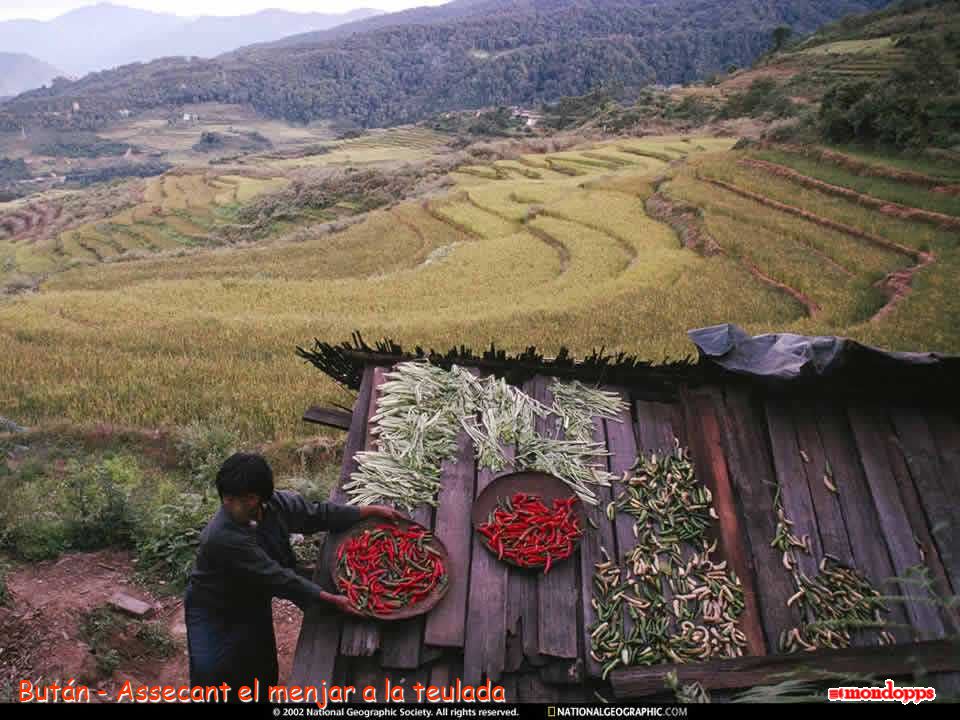 Bután - Assecant el menjar a la teulada