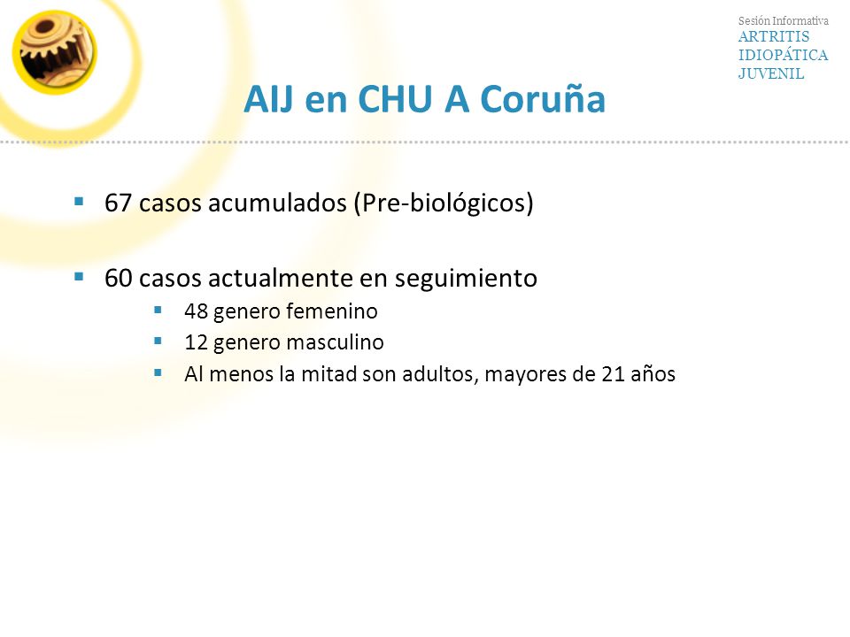 AIJ en CHU A Coruña 67 casos acumulados (Pre-biológicos)