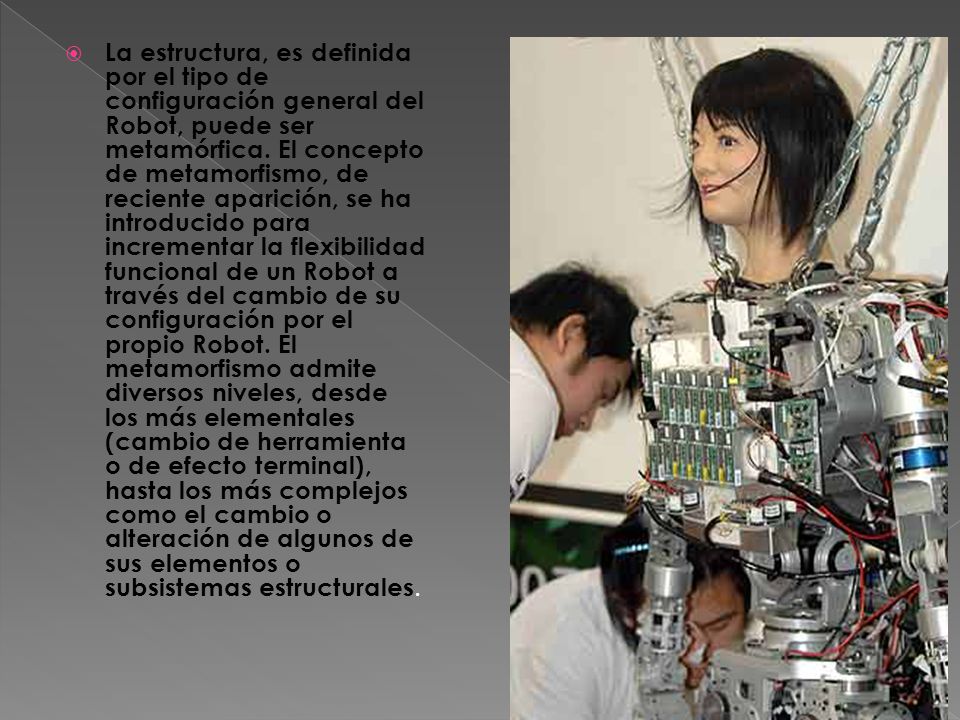 La estructura, es definida por el tipo de configuración general del Robot, puede ser metamórfica.