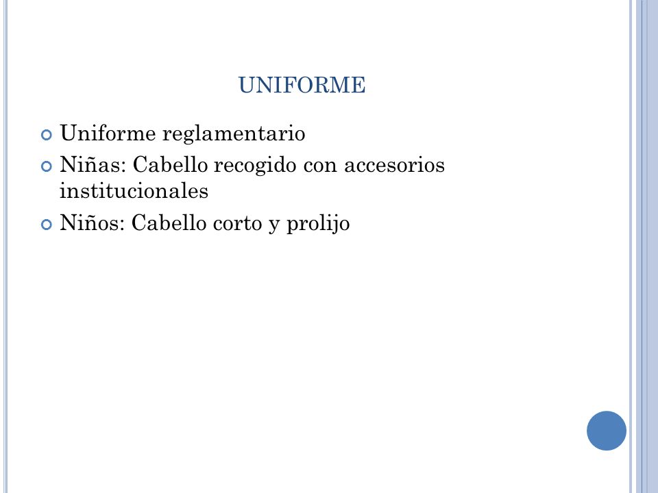 uniforme Uniforme reglamentario
