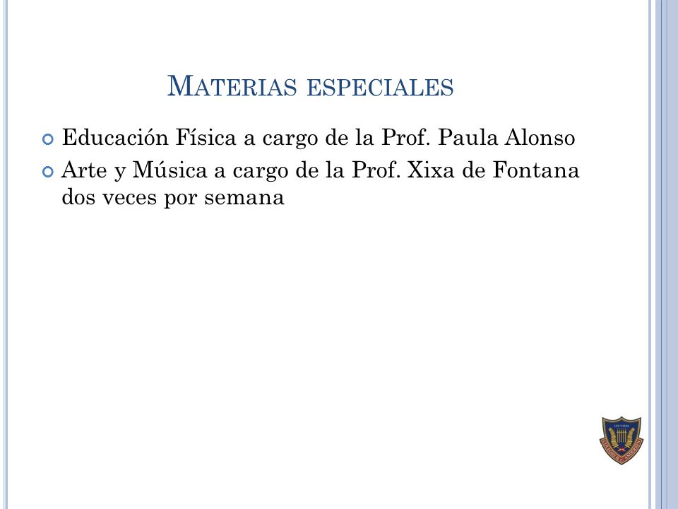 Materias especiales Educación Física a cargo de la Prof. Paula Alonso