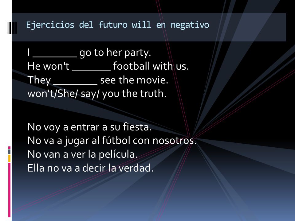 Futuro will en negativo - ppt descargar