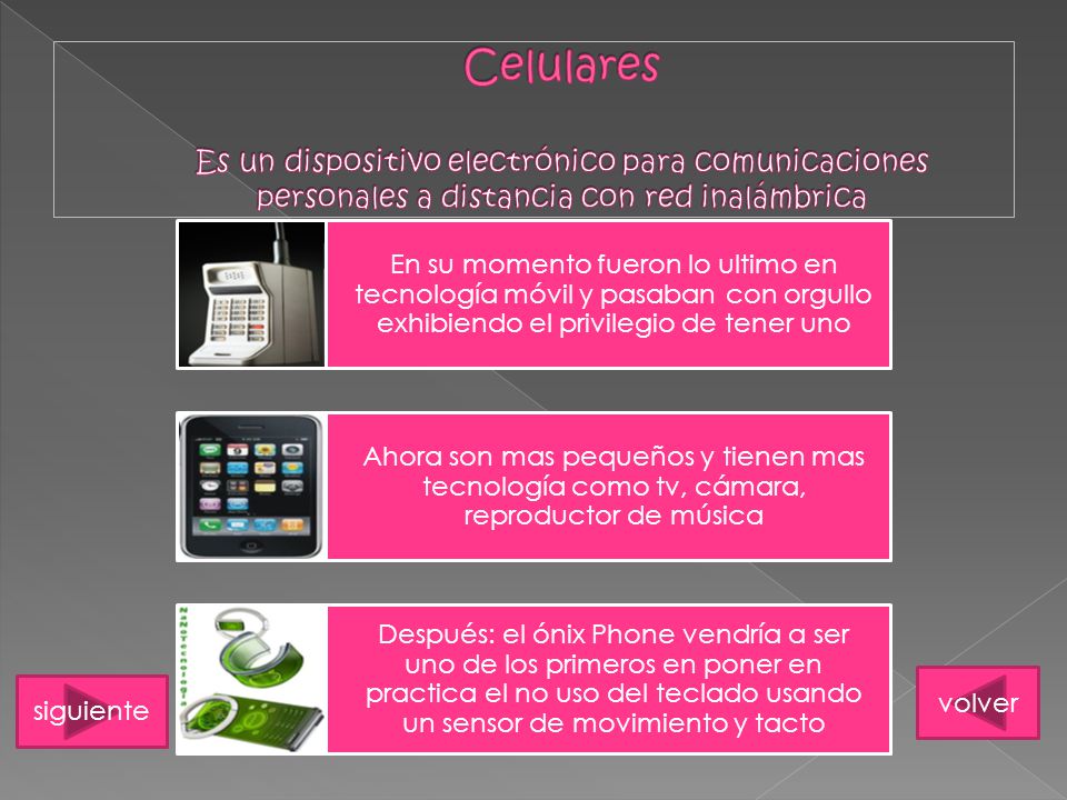 Celulares Es un dispositivo electrónico para comunicaciones personales a distancia con red inalámbrica