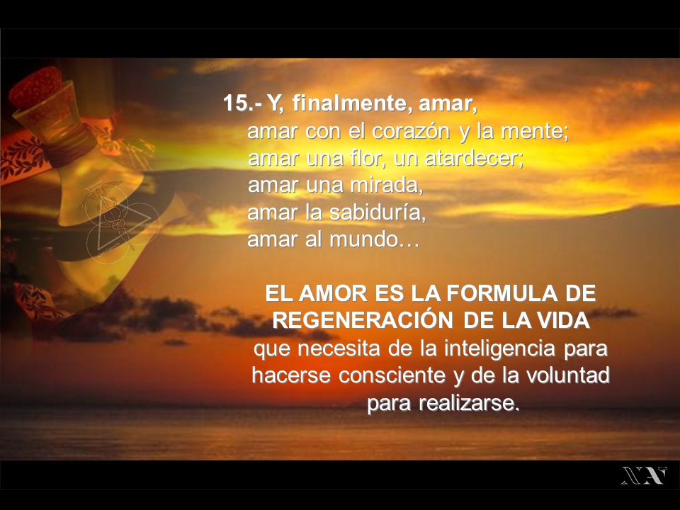 amar con el corazón y la mente; amar una flor, un atardecer;