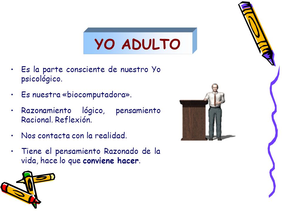YO ADULTO Es la parte consciente de nuestro Yo psicológico.