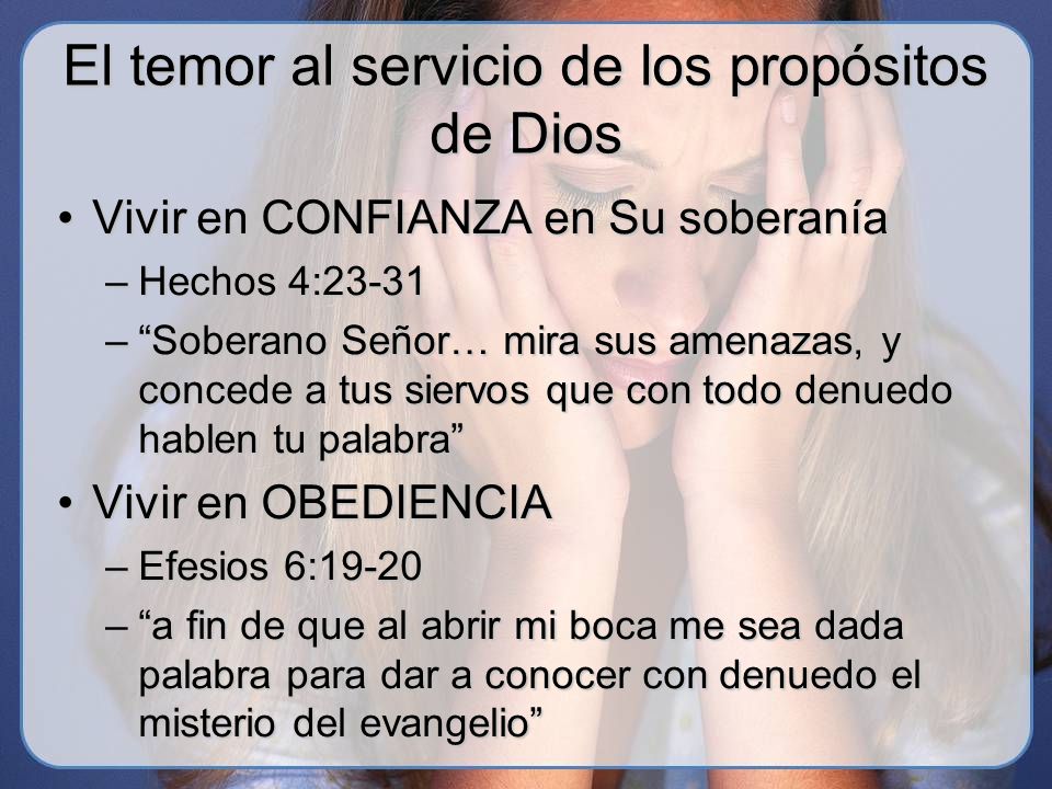 El temor al servicio de los propósitos de Dios