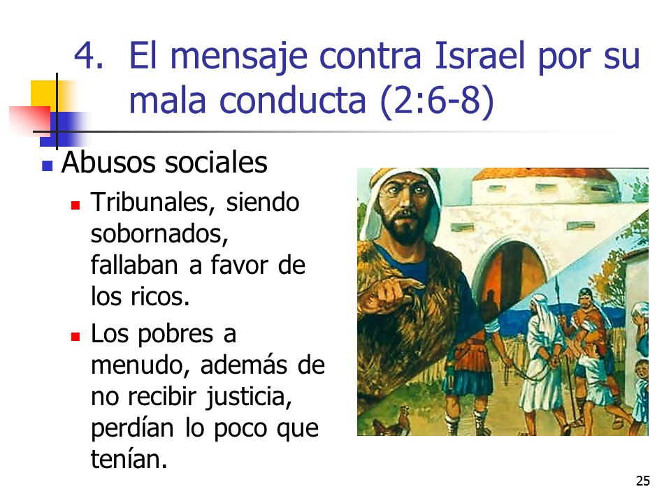 El mensaje contra Israel por su mala conducta (2:6-8)