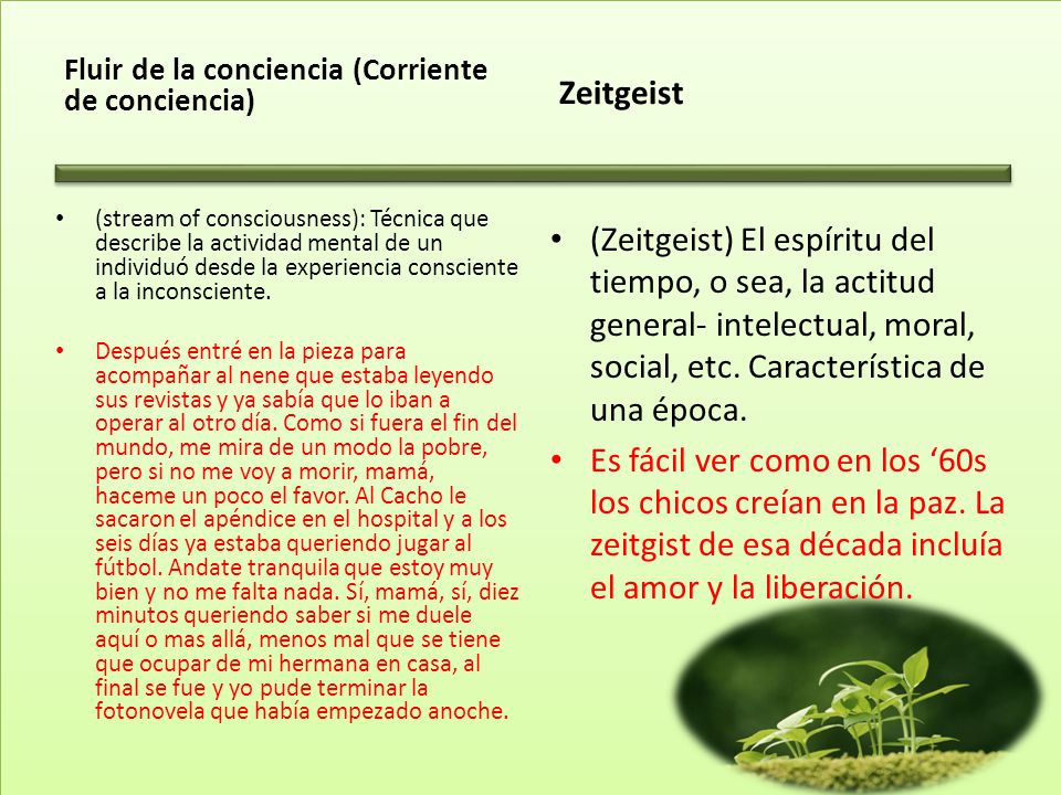 Fluir de la conciencia (Corriente de conciencia)