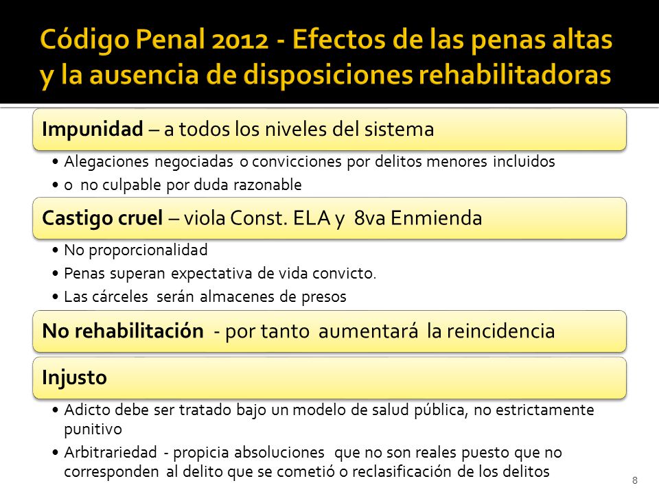 Código Penal Efectos de las penas altas y la ausencia de disposiciones rehabilitadoras