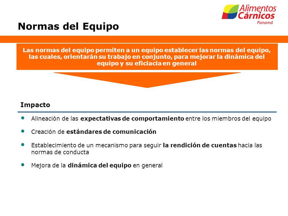 Normas del Equipo Taller 2. Normas del Equipo Impacto