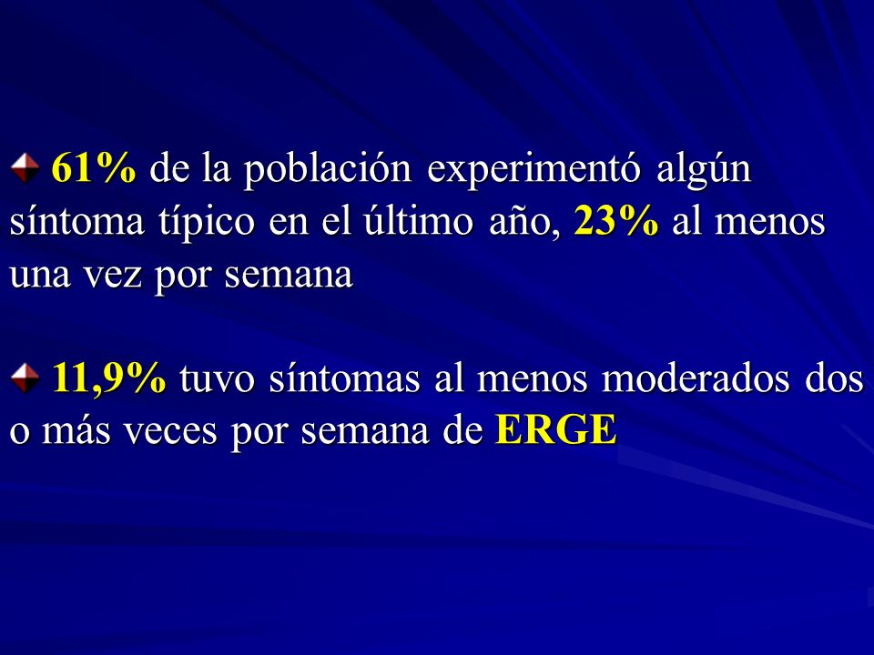 61% de la población experimentó algún síntoma típico en el último año, 23% al menos una vez por semana
