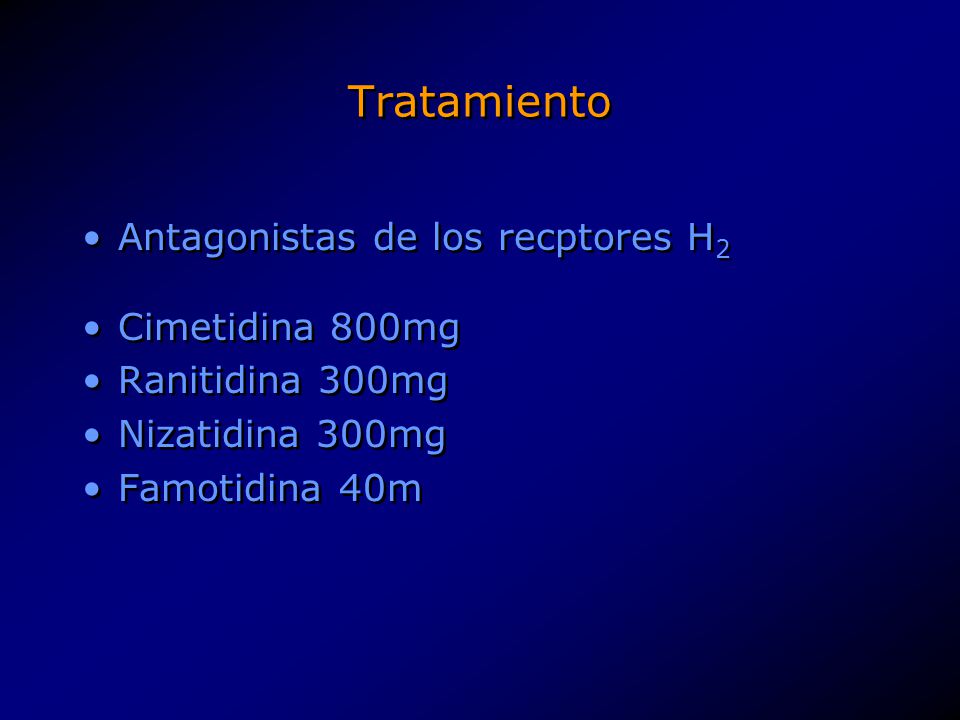 Tratamiento Antagonistas de los recptores H2 Cimetidina 800mg