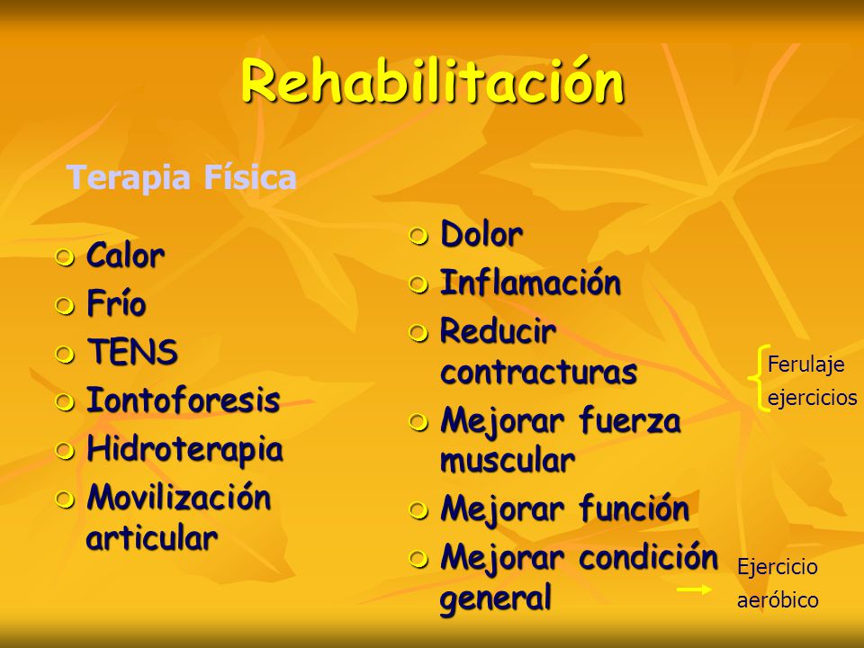 Rehabilitación Terapia Física Calor Dolor Frío Inflamación TENS