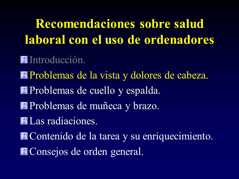 Recomendaciones sobre salud laboral con el uso de ordenadores