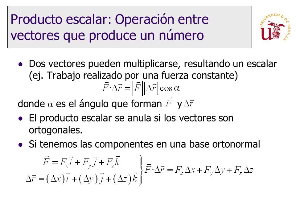 Producto escalar: Operación entre vectores que produce un número