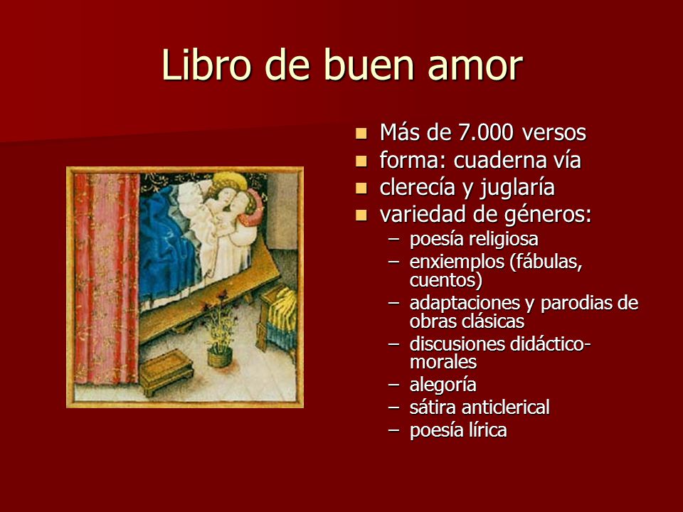 Libro de buen amor Más de versos forma: cuaderna vía