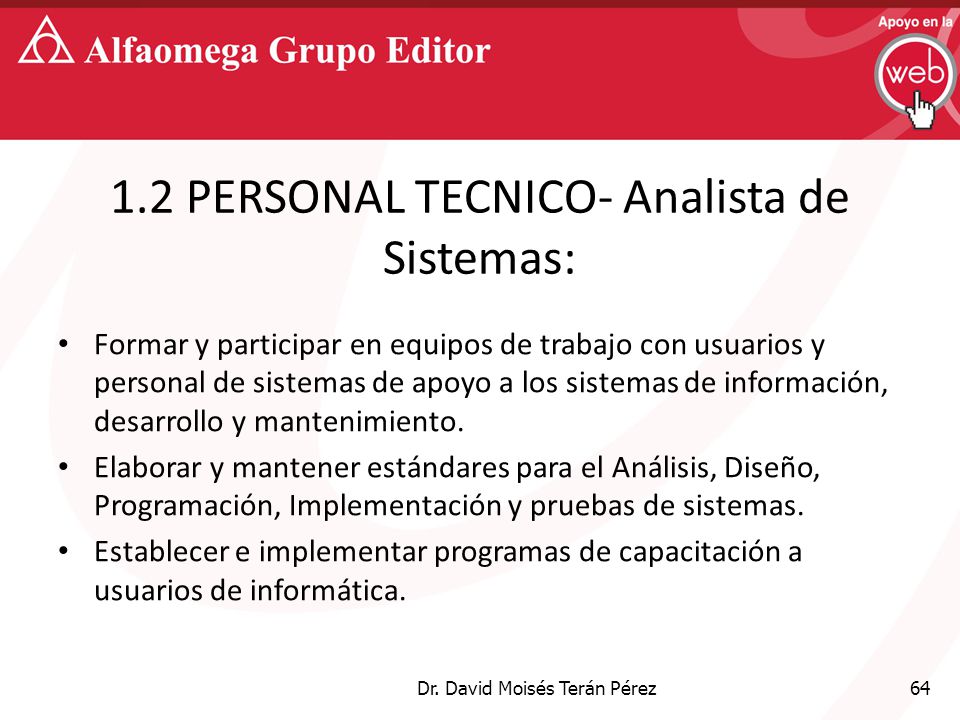 1.2 PERSONAL TECNICO- Analista de Sistemas: