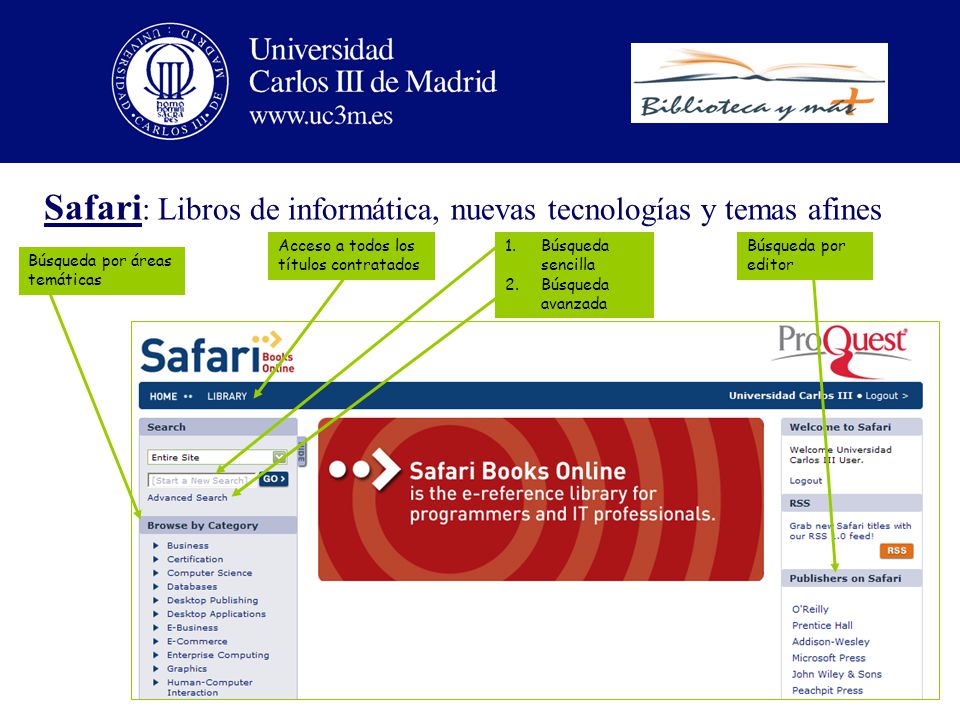 Safari: Libros de informática, nuevas tecnologías y temas afines