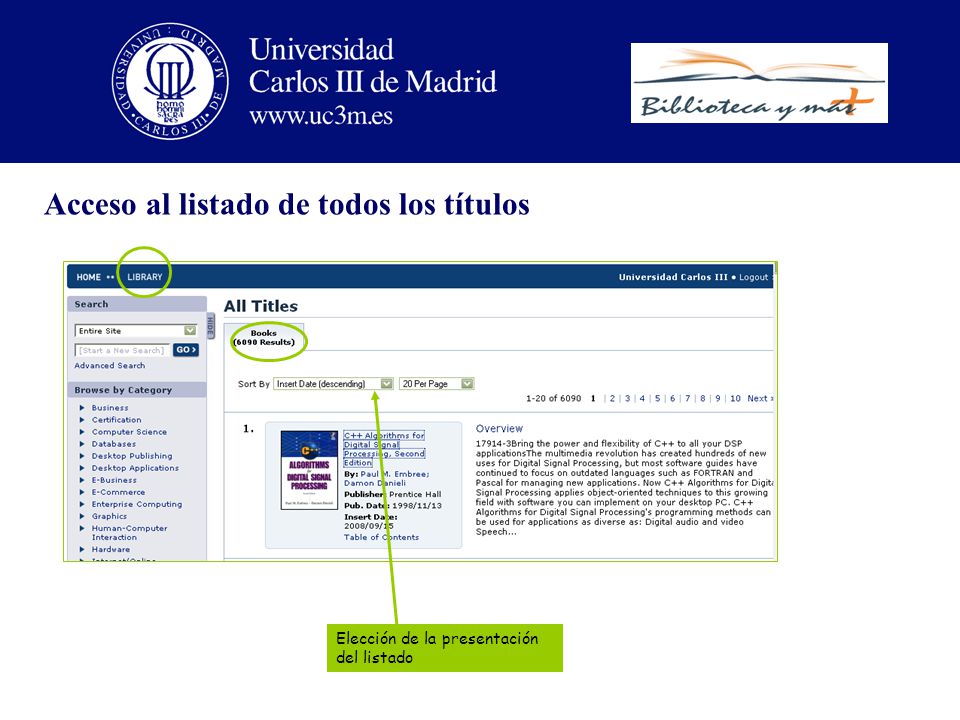 Acceso al listado de todos los títulos