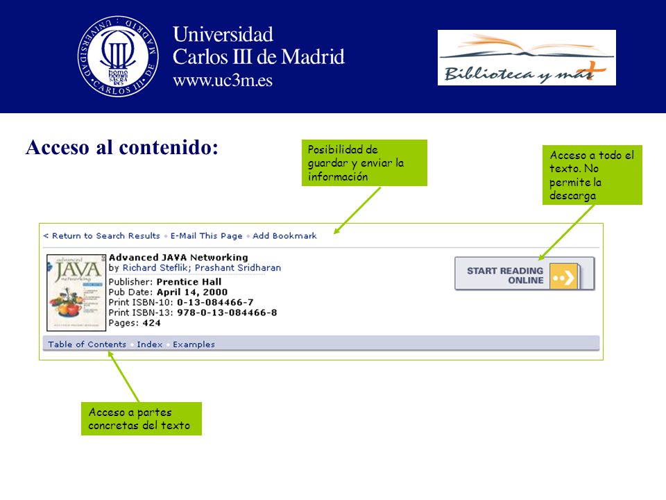 Acceso al contenido: Posibilidad de guardar y enviar la información