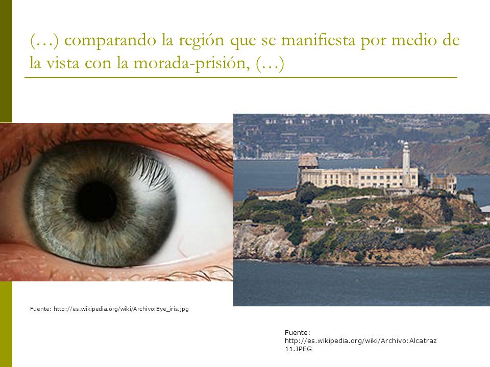 (…) comparando la región que se manifiesta por medio de la vista con la morada-prisión, (…)