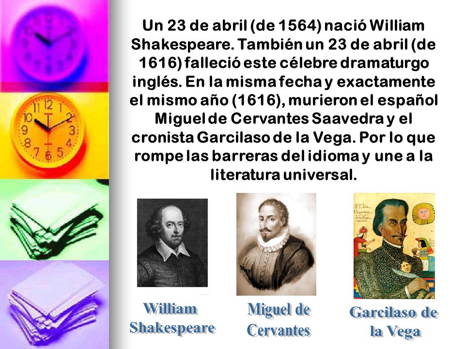 William Shakespeare Miguel de Cervantes Garcilaso de la Vega