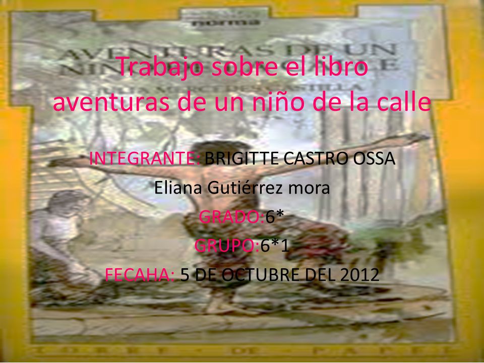 Trabajo sobre el libro aventuras de un niño de la calle