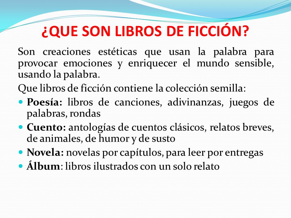 ¿QUE SON LIBROS DE FICCIÓN