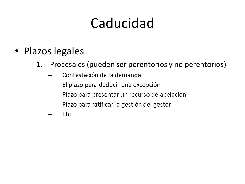 Caducidad Plazos legales