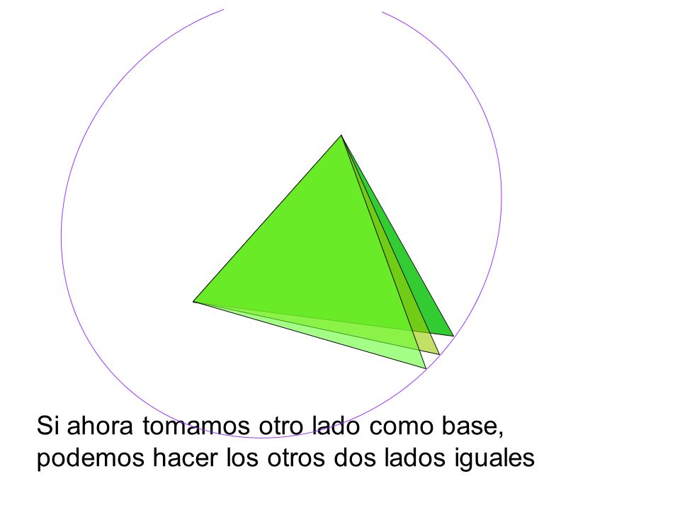 Si ahora tomamos otro lado como base, podemos hacer los otros dos lados iguales