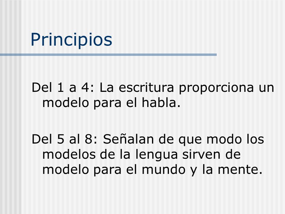 Principios Del 1 a 4: La escritura proporciona un modelo para el habla.
