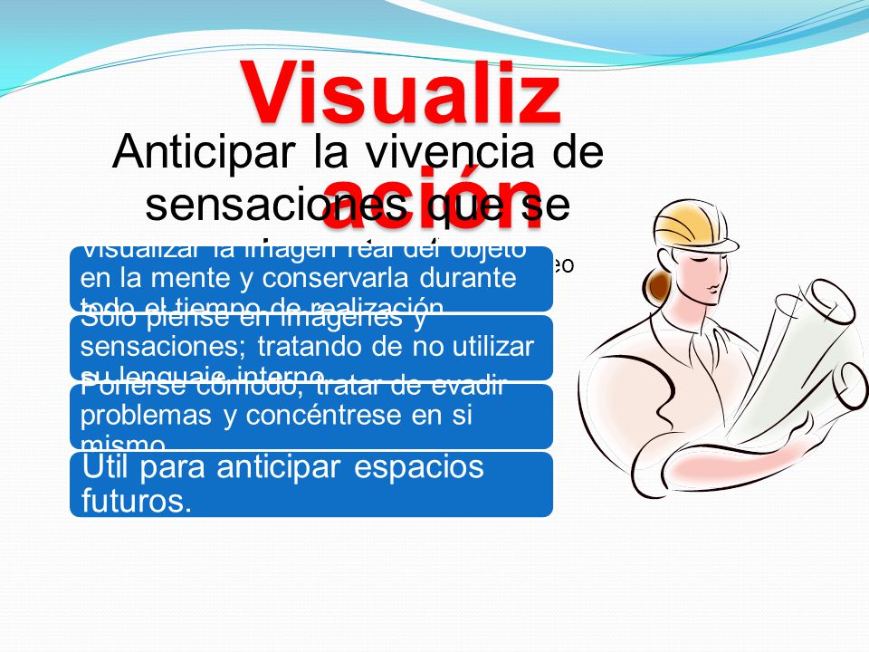 Visualización Anticipar la vivencia de sensaciones que se experimentarán. (Video pases)