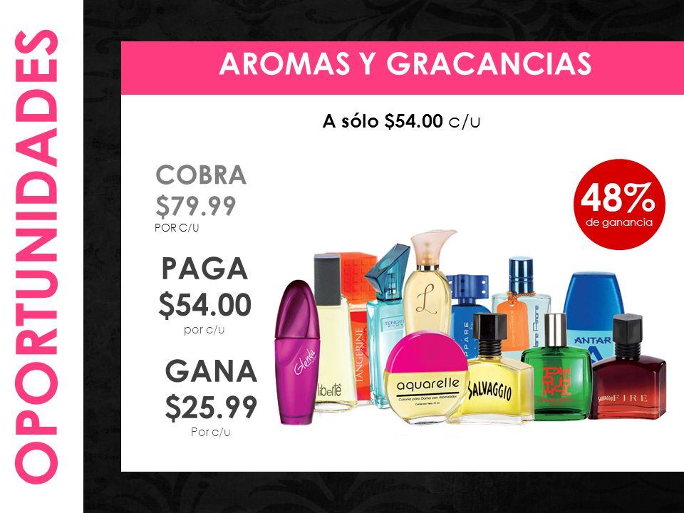 OPORTUNIDADES 48% 48% AROMAS Y GRACANCIAS PAGA $54.00 GANA $25.99