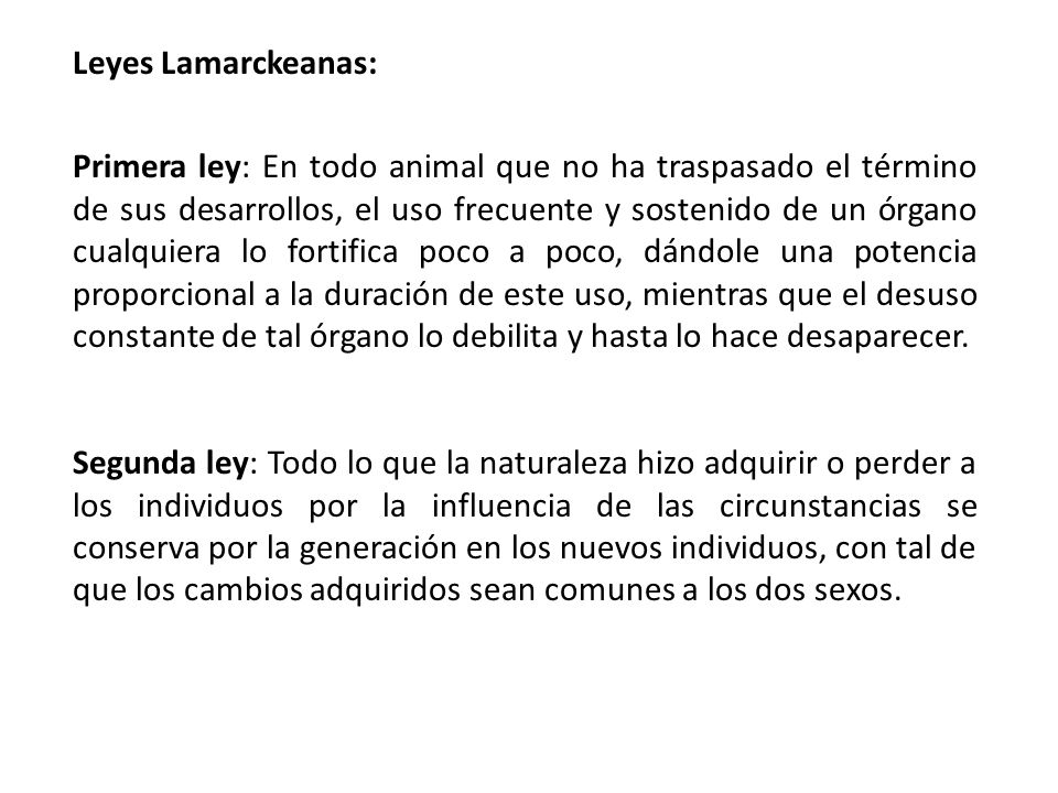Leyes Lamarckeanas: