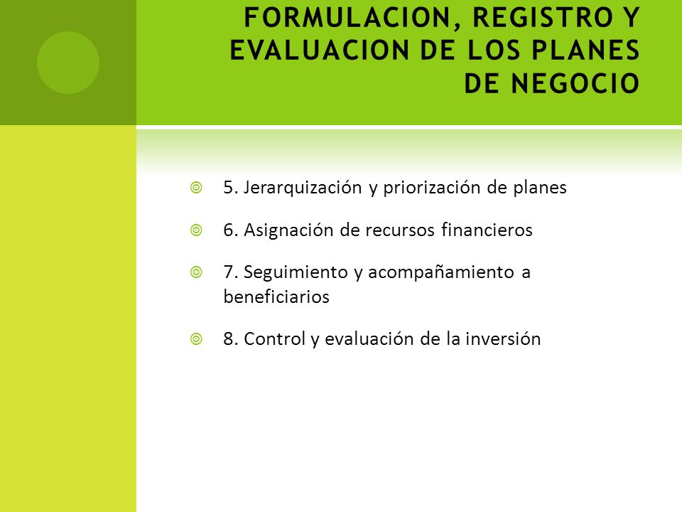 ETAPAS PARA LA FORMULACION, REGISTRO Y EVALUACION DE LOS PLANES DE NEGOCIO