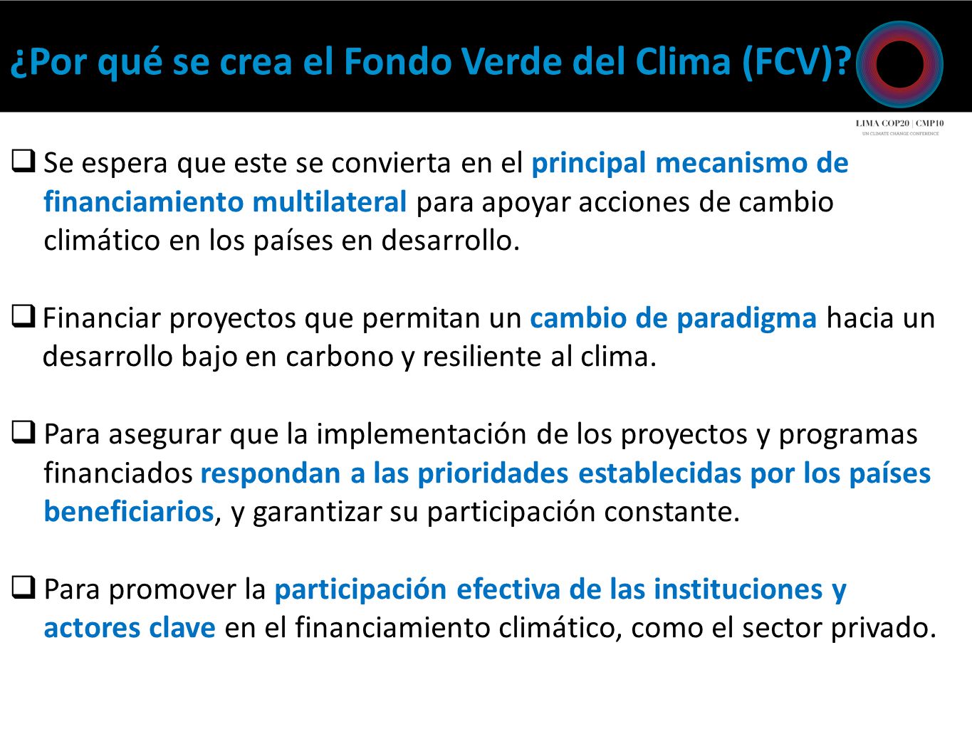 ¿Por qué se crea el Fondo Verde del Clima (FCV)