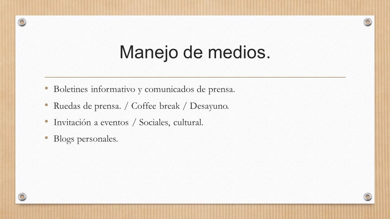 Manejo de medios. Boletines informativo y comunicados de prensa.