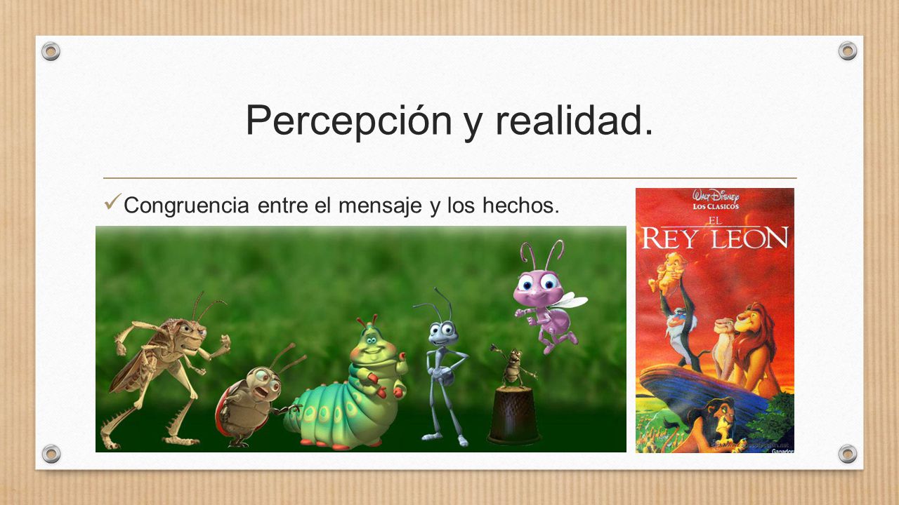 Percepción y realidad. Congruencia entre el mensaje y los hechos.